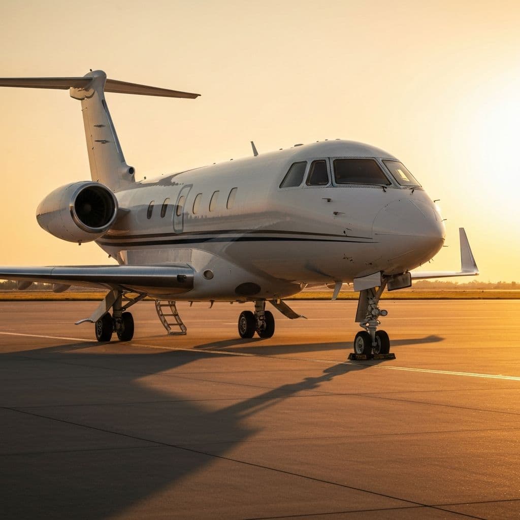 Turboprop aircraft on tarmac ready for charter flight